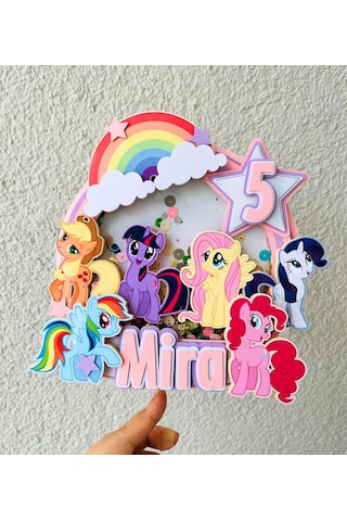 Pony Temalı İsme Özel Kız Çocuk Doğum Günü Pasta Süsü