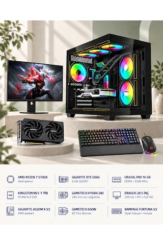 Symoon SYMOONPC0198 R7-5700X 8 GB 16 GB 1 TB SSD RTX5060 24.5" Dos Masüstü Oyuncu Bilgisayarı Symoon SYMOONPC0198 R7-5700X 8 GB 16 GB 1 TB SSD RTX5060 24.5" Dos Masüstü Oyuncu Bilgisayarı
