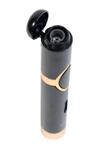 Parmida Tek Torch Pürmüz Siyah Gold Delici Sehpahlı Metal Puro Çakmağı Tr10037