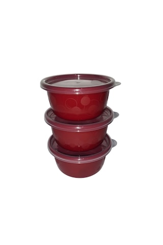 Tick Tock Hava Sızdırmaz Saklama Kabı Kırmızı 3'lü Set 3 x 250 ML Kırmızı
