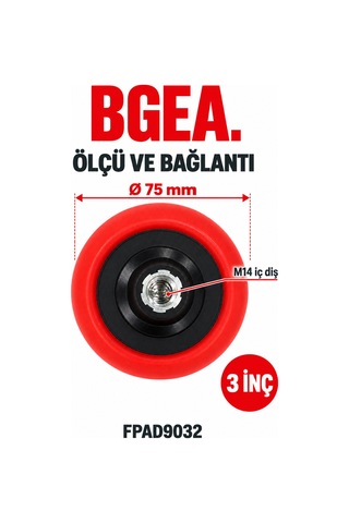 Bgea Esnek Cırtlı Polisaj Makinesi Tabanı 75 Mm 3 İnç M14 Bağlantılı