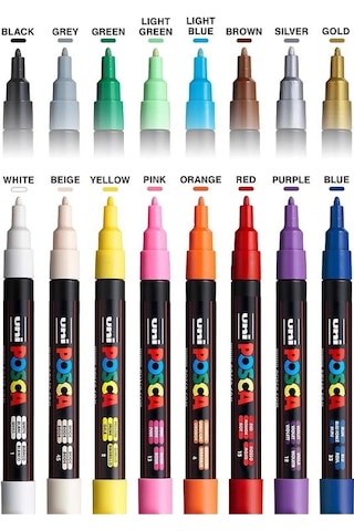 Uni-ball Posca Pc-3m 0.9-1.3mm Marker Kalem Seti 16 Renk Çok Renkli