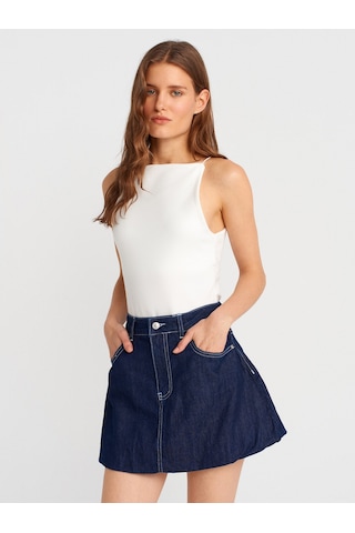 Dilvin 21020 Halter Yaka Top-ekru Ekru