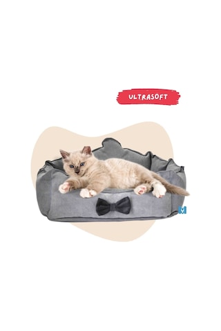 Mavi Vitrin Fiyonklu Sevimli Tasarım Kedi Köpek Yatağı 40 x 40 CM