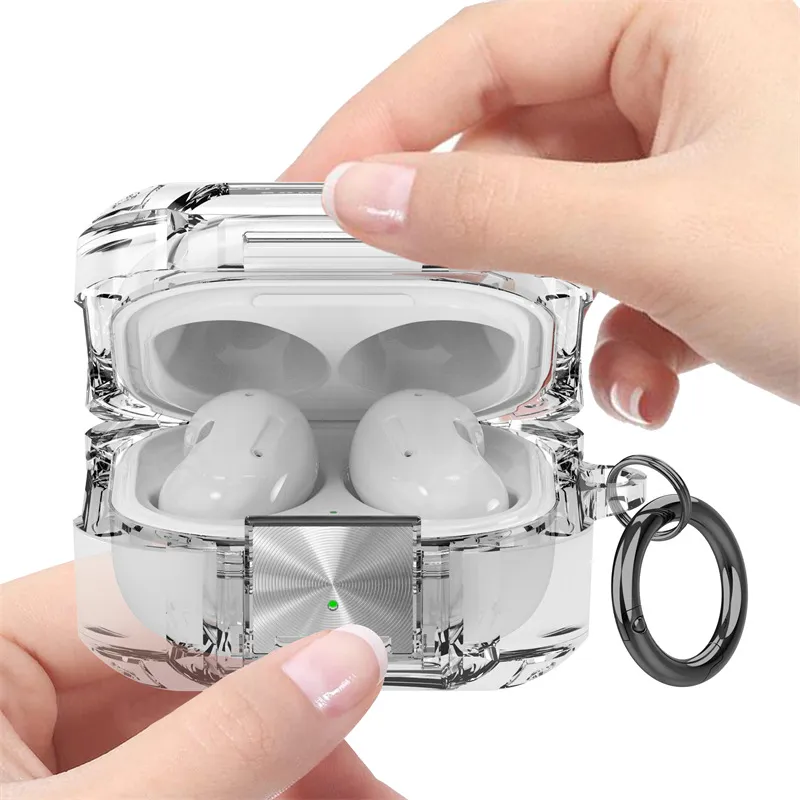 Samsung Galaxy Buds Core Uyumlu Transparan Tank Kılıf +kanca 1.kalite Mor