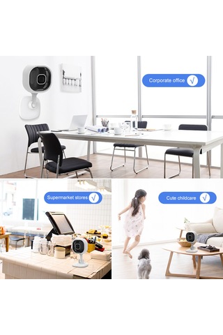 Geeksen 1080p Wifi Kamera, 2.4g Kablosuz Bağlantı, Geniş Açı Lens, Hareket Algılama, İç Mikrofon, Dairesel Kayıt Beyaz