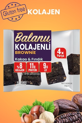 Balanu Kolajen Kakao & Fındık Brownie 50gr X3 Adet