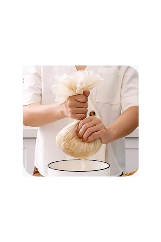 Lexroo Çember Süzme Bezi, Yıkanabilir Keten Bez Natural Organik 2 Ebat 40x40-60x60