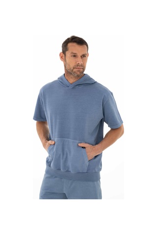 AR-MA Arma Erkek Oversize Kısa Kollu Kanguru Cepli Kapşonlu Sweatshirt 001