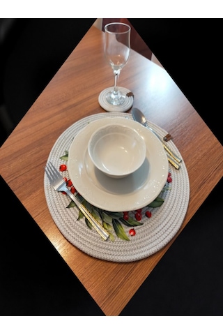 Gri 6 Kişilik 12 Parça Amerikan Servis, Hasır Supla Takımı, Tabak Gri