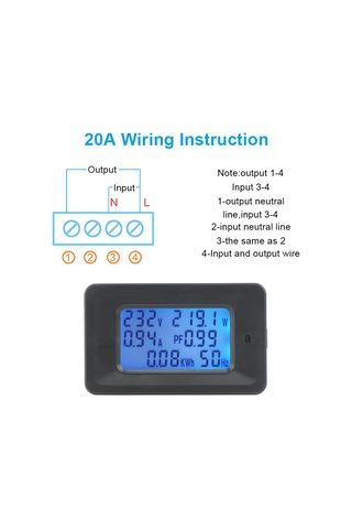 Samdoo 20a Dijital Enerji Ölçer - Voltaj, Akım, Güç Ve Frekans Göstergeli Kompakt Multimetre