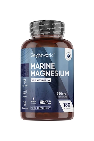 Marine Magnesium + Vitamin B6 -360mg 180 Capsules