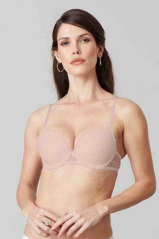 Pierre Cardin Kadın Pudra 6221 Lyon Balenli Double Push Up Ekstra Dolgulu Dantelli Tak-çıkar Askılı Sütyen