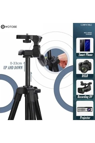 360 Derece Ayarlanabilir 1.36 Metre Kumandalı Telefon Kamera Uyumlu Sabitleyici Tripod