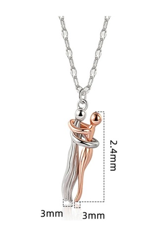 Geometrik Çift Kucaklama Kolye Kolye Aksesuarları Beyaz Altın Çok Renkli