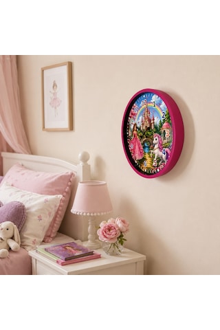 Pembe Masal Dünyası 36 X 36 Cm Çocuk Duvar Saati Renkli