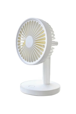 Fortunelane Usb Şarjlı Taşınabilir Masaüstü Fan, 3 Hızlı Rüzgar, Isınırlı Beyaz Gece Lambası, 800mah Pil, Abs+pp, Seyahat Ev İçin