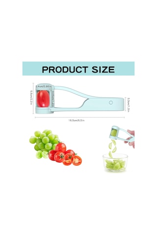 Yaleker Mavi Paslanmaz Çelik Meyve Dilimleyici - Üzüm Ve Taze Meyve Bölücü Aleti Abs+201 Malzeme Mavi