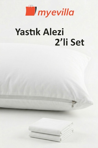 My Evilla Sıvı Geçirmez Yastık Alezi 50x70 Cm Su Geçirmez Yastık Koruyucu 1 Paket 2 Adet Beyaz