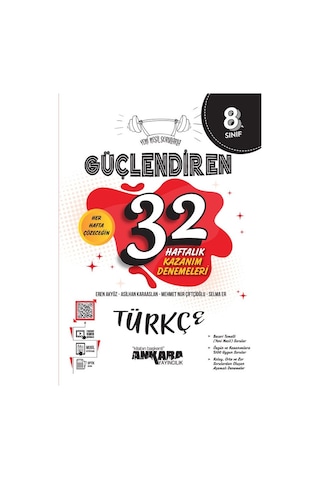 8. Sınıf Türkçe Güçlendiren 32 Haftalık Kazanım Denemeleri - Asilhan Karaaslan - Ankara Yayıncılık