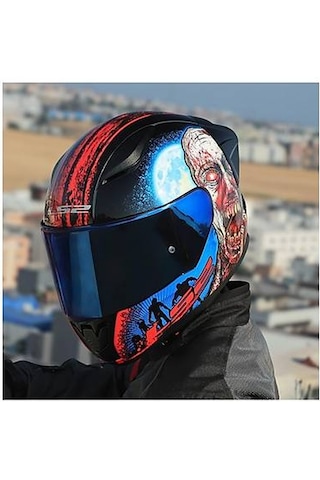 Ls2 Rapıd 2 Race Zombıe Fullface Motosiklet Kaskı Mavi Camlı Siyah