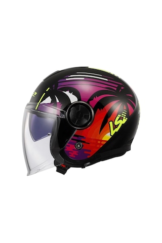 Ls2 Classy Palm Güneş Vizörlü Kask Sarı - Parlak Siyah