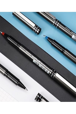 Mavi Siyah Kırmızı Pilot Kalem Ub-155 Micro Deluxe 3 Adet Uniball Pilot Kalem 0.5 Mm Roller Uçlu Pilot Kalem İnce Uçlu Kırmızı