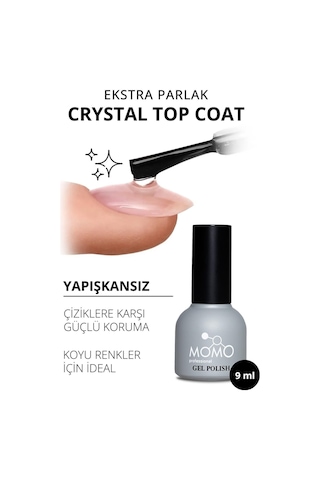 Momo Professional Kalıcı Oje İçin Crystal Top Coat 9 Ml