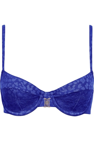 Aubade Colours Flow Balkonet Bikini Üstü, Leopar Desenli, Altın Detaylı, Destekli Üç Çeyrek Kap Lacivert