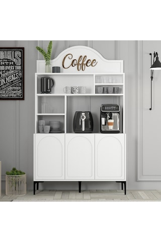 Lyon Kahve Köşesi 120cm - Beyaz / Siyah