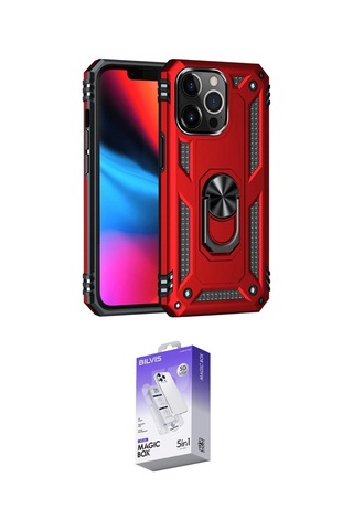 İeg Apple iPhone Uyumlu  13 Pro Max Kılıf Ahenk Klasik Koleksiyonu - Siyah Bilvis 5in1 3d Magic Cam Ekran Koruyucu Yeşil