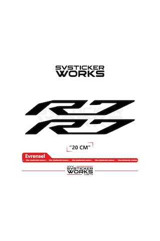Yamaha R7 Uyumlu Yazı Sticker Yüksek Kalite Özel Kesim Folyo 2'li Set Siyah