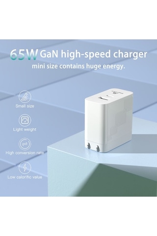 Novahub 65w Usb-c & Usb-a Çift Portlu Hızlı Şarj Adaptörü, Ganfast Teknoloji, Kompakt, Taşınabilir, Güvenli Şarj