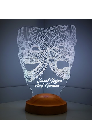 3D Led Lamba 3 Boyutlu Maske Kişiye Özel Hediye Gecelambası