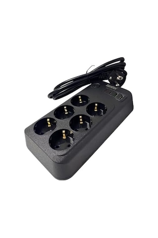 Showmax Serisi Sh-3046 Termal Akım Korumalı Priz 2 Mt 6 Priz + 2 Usb + 2 Type-c 6 Lı 2xusb 2xtype C Çıkışlı