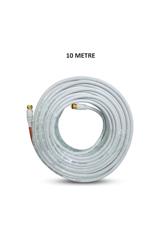Fabrikasyon Gold Uç F Konnektörlü 10 Metre Lnb Uydu Kablosu - Tv Anten Bağlantı Kablosu
