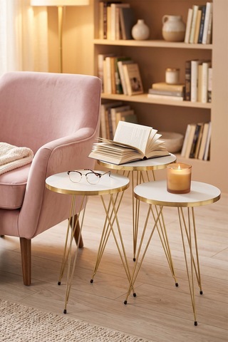 Kahveci.store Gold Tel Zigon Beyaz 3'lü 22