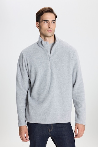 Anti-pilling Tüylenme Yapmayan Standart Fit Bato Yaka Soğuk Geçirmez Sweatshirt Polar Grı Melanj Gri Melanj