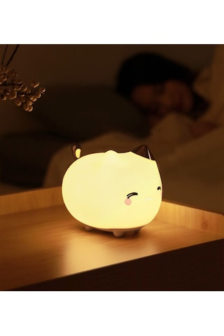 Baseus Cute Series Silikon Sevimli Kitty Karikatür Gece Lambası Beyaz