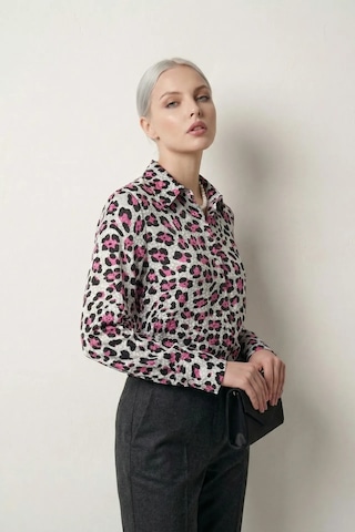 Hiccup My Fashıon Leopar Desenli Uzun Kollu Düğmeli Gömlek Macenta Pembesi