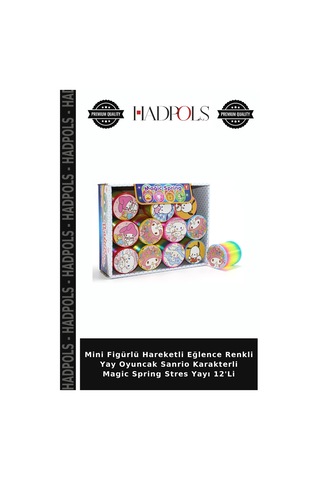 Mini Figürlü Hareketli Eğlence Renkli Yay Oyuncak Sanrio Karakterli Magic Spring Yayı 12'li