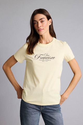 Defacto Baskılı Sarı Kadın T-shirt H2138ax/yl149