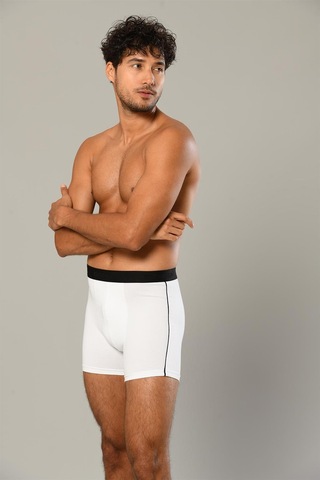 Erdem Beyaz Pamuk Elastan Uzun Boxer 1417 Beyaz