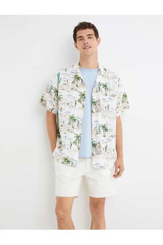 Koton Kot Şort Beli Lastikli Düğmeli Cep Detaylı Katlı Paça Kırık Beyaz 3sam40322nd 3SAM40322ND001 Ekru