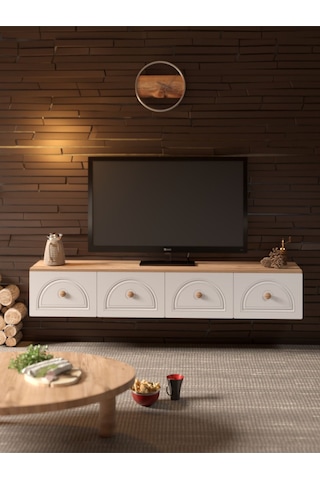 Bohem Şık 180 Cm 4 Kapaklı Mdf Kapak Duvar Tv Ünitesi Altın