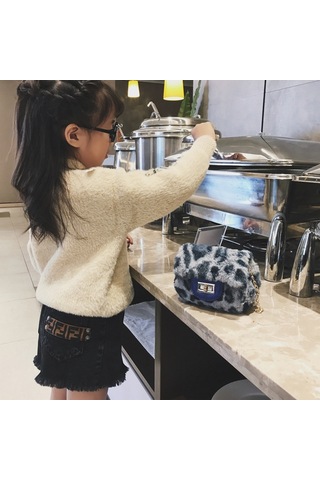 Yfashion Kış Kız Messenger Çanta Moda Pard Baskı Mini Prenses Crossbody Omuz Çantası