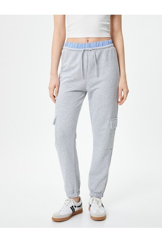 Koton Jogger Kargo Eşofman Altı Çift Bel Detaylı Renk Kontrastlı Gri 4sak30036ek 4SAK30036EK031 Gri