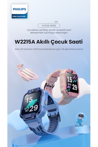 Philips W2215A 1.22" Çift Kameralı Akıllı Çocuk Saati (Distribütör Garantili)