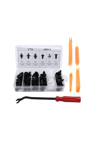 Lemestar 105 Parça Otomobil Tırnak Seti: 6 Tipi Sabitleyici, Tornavida Ve 4 Adet Çıkarıcı - Bumper, Kaporta Ve Paneller İçin Plastik Tutucular