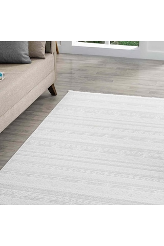 Krem Bej Etnik Şerit Desenli Modern Halı - Nd15502ks Krem - Bej